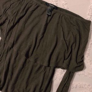 Forever 21 Green Off The Shoulder Top